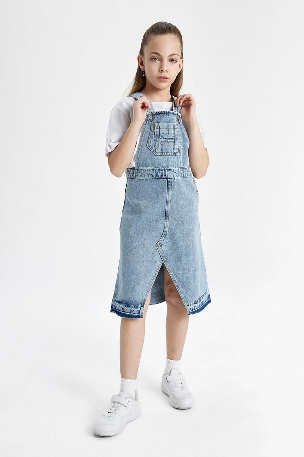 Kız Çocuk Yırtmaçlı Salopet Jean Elbise C0519a824sp - 6
