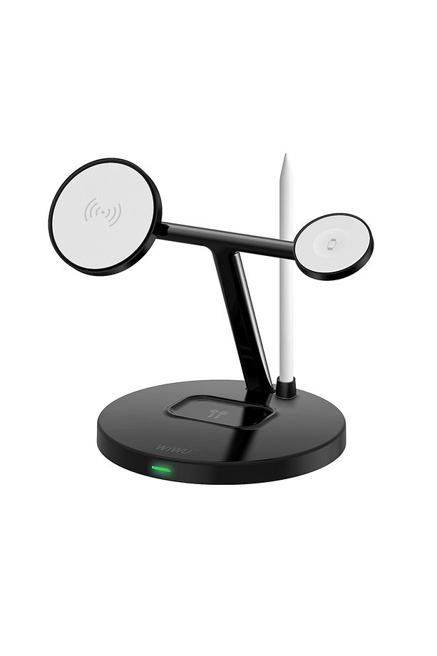 Wi-W032 4 in 1 Magnetik Hızlı Şarj Özellikli Kablosuz Şarj Standı 15W Siyah - 1