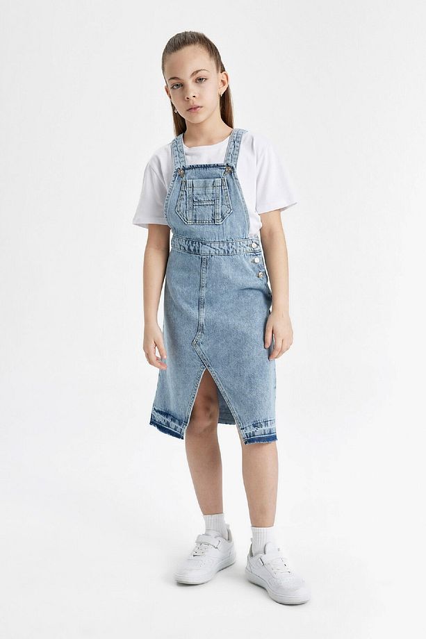 Kız Çocuk Yırtmaçlı Salopet Jean Elbise C0519a824sp - 3