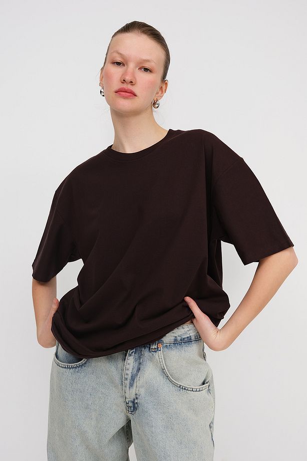 Bisiklet Yaka Basic T-shirt P10111-D7 - 1