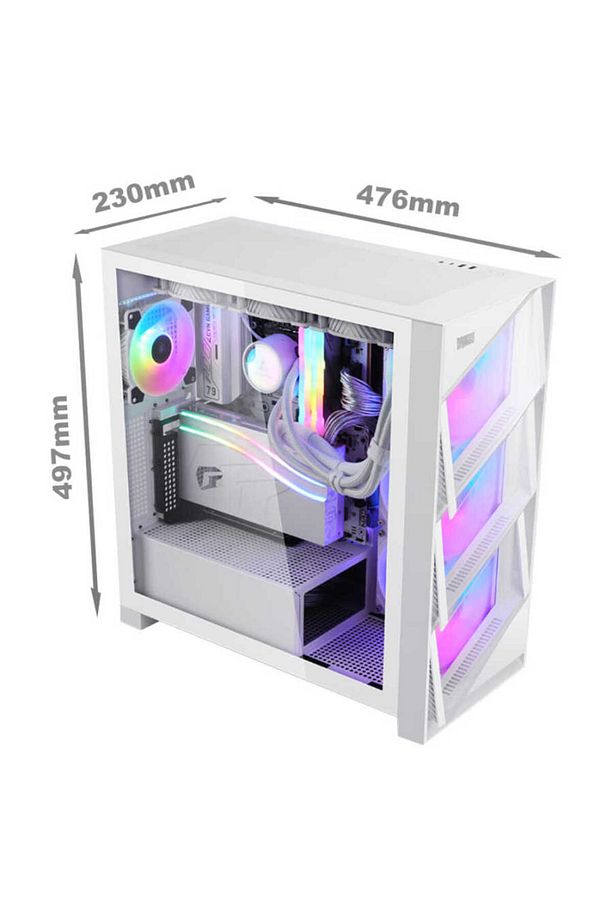 Air 4x Argb Usb 3.0 Type C Psu Yok Atx Mid Tower Gaming Bilgisayar Kasası Beyaz - 3