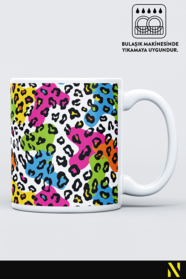 Leopard Patterned Colorful Mug – 330 ml Mug |   Stylish and Durable Design - 1