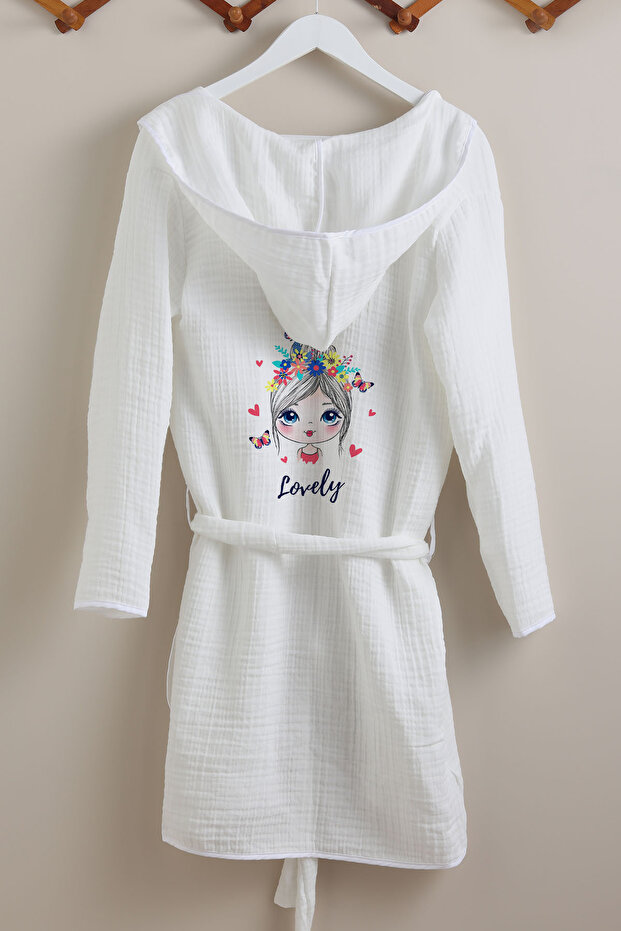 4 Layer Muslin Bathrobe - Young Series - Girl with Flowers on Hair