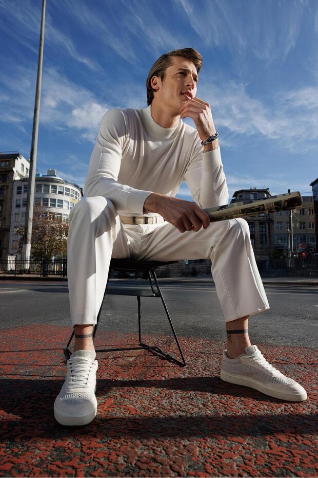 سترة تريكو فاخرة بنصف الياقة المدورة للرجال - 2