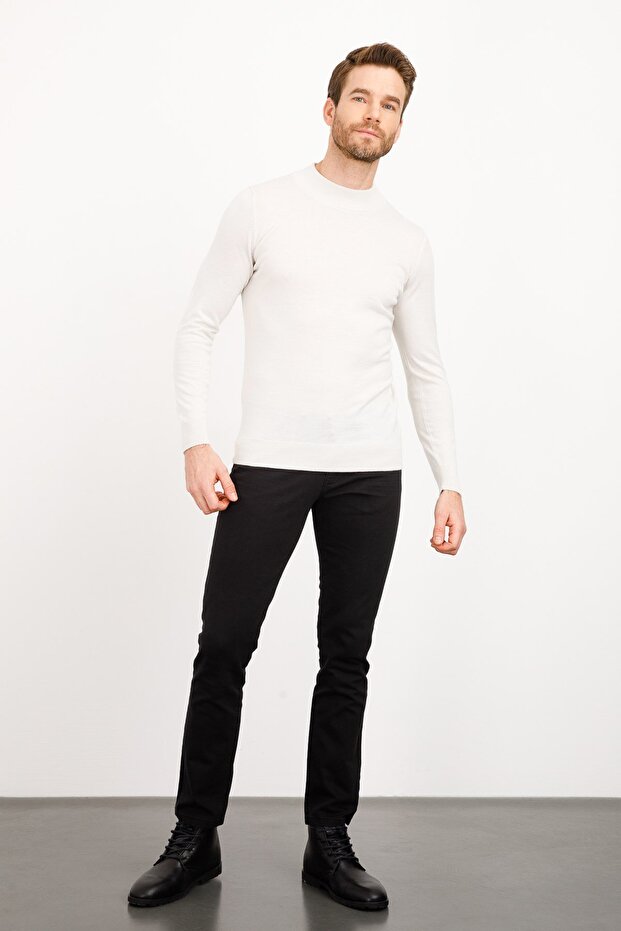 سترة تريكو فاخرة بنصف الياقة المدورة للرجال - 4