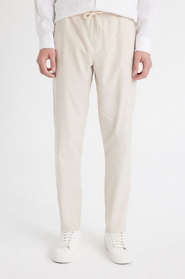Yazlık Jogger Pantolon Pamuklu Dar Paça Beli Bağcıklı Lastikli Cepli Z6475az24sp - 4