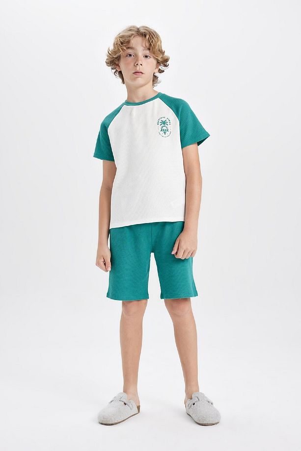 Erkek Çocuk Waffle Pijama Takımı Baskılı Kısa Kollu Üst Şort C5501a824sm - 2