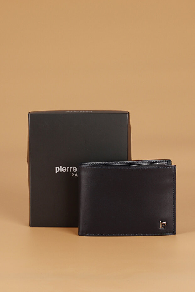 3234 Genuine Leather Men's Wallet Card Holder Analine Navy Blue