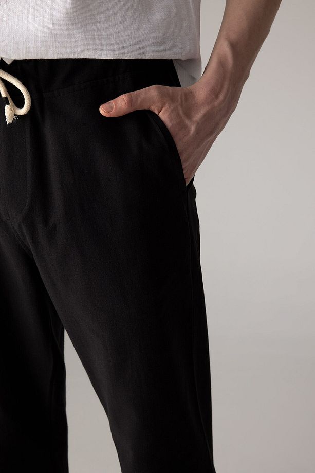 Yazlık Jogger Pantolon Pamuklu Dar Paça Beli Bağcıklı Lastikli Cepli Z6475az24sp - 4