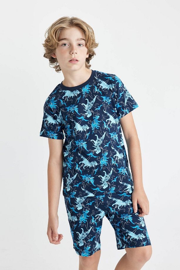 Erkek Çocuk Pijama Takımı Dinazor Baskılı Kısa Kollu Üst Şort C5498a824sm - 3