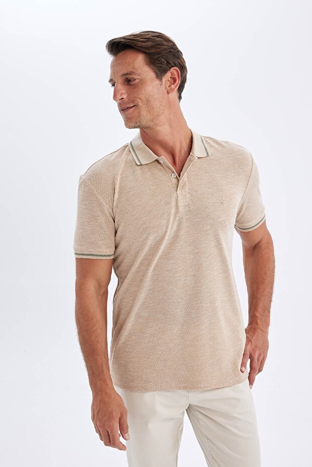 New Regular Fit Short Sleeve Pique Polo T-Shirt C6006Ax24Sm