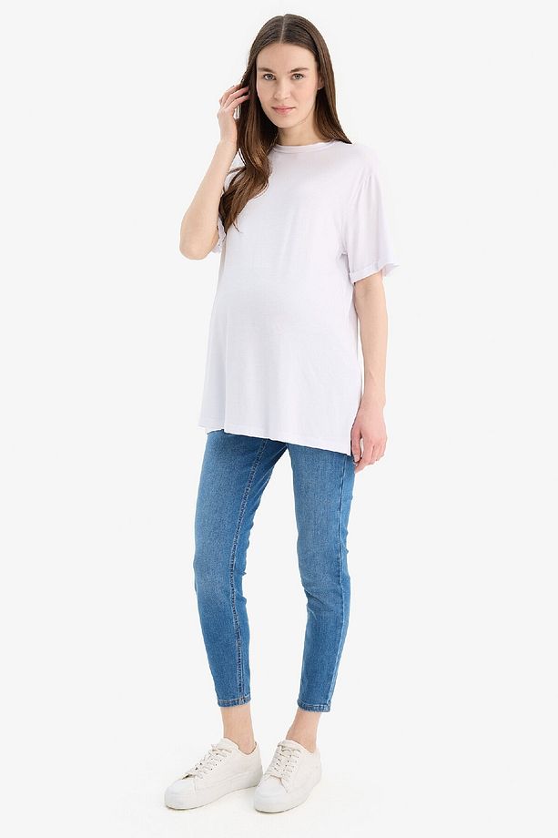 Skinny Fit Yırtık Detaylı Yüksek Bel Düz Paça Uzun Hamile Pantolon X2068AZ24SP - 4