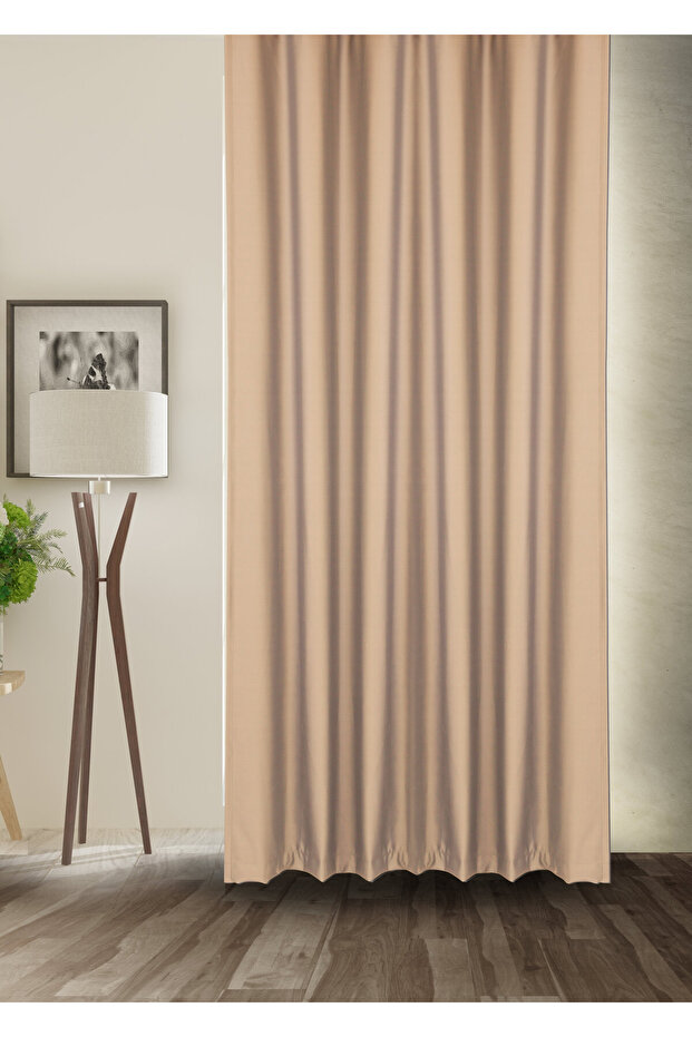 Blackout Lightproof Background Curtain High Quality Blackout Sunshade with Extrafoam Without Pleats (Bej) - 1