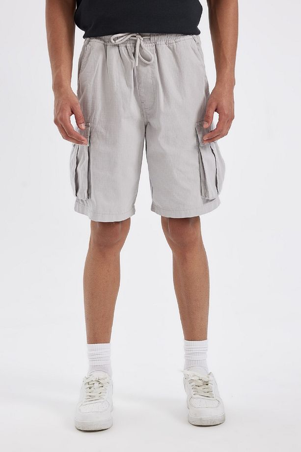 Relax Fit Düz Paça Gabardin Kargo Bermuda Şort C5400ax24sm - 5