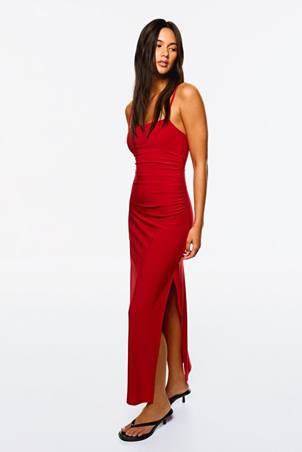 Askılı midi elbise - 1