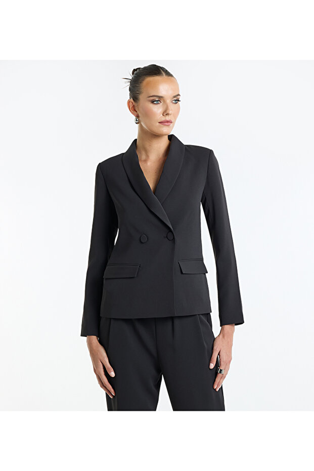 بليزر بأكمام طويلة وصدر مزدوج - 1