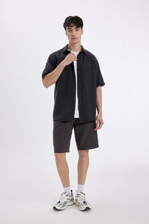 Regular Fit Düz Paça Gabardin Bermuda Şort C5397ax24sm - 1