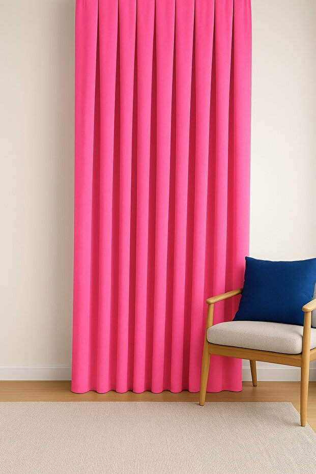 Barcelona Velvet Textured Background Curtain Pink (Unpleated)