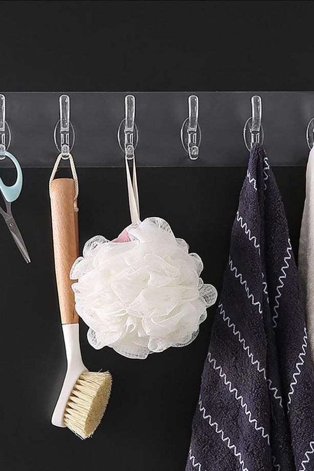 2 Adet Kendinden Yapışkanlı Güçlü Şeffaf 5li Askılık - Kapı Arkası Mutfak Duvar Banyo - 5