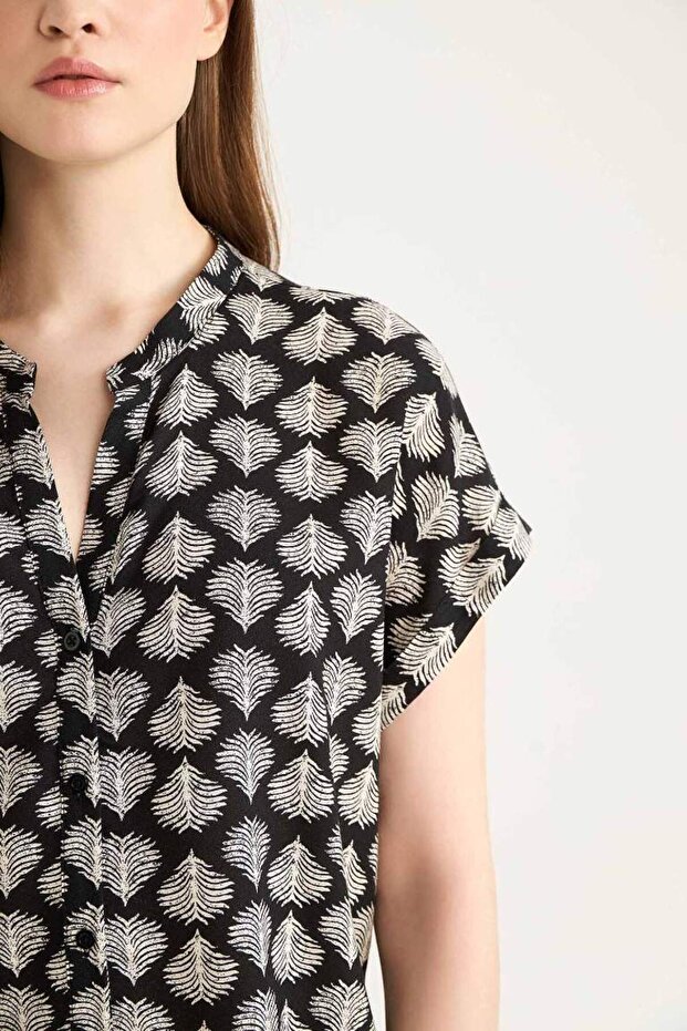 Regular Fit Apaş Yaka Desenli Kısa Kollu Gömlek I6173AZ25SM - 5