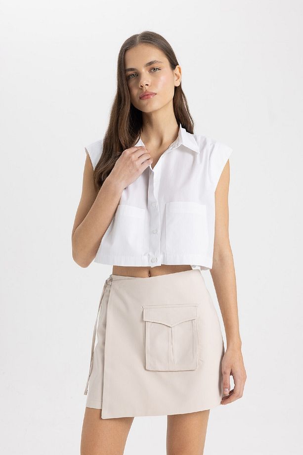 Yüksek Bel Gabardin Şort Etek C6242ax24sm - 4