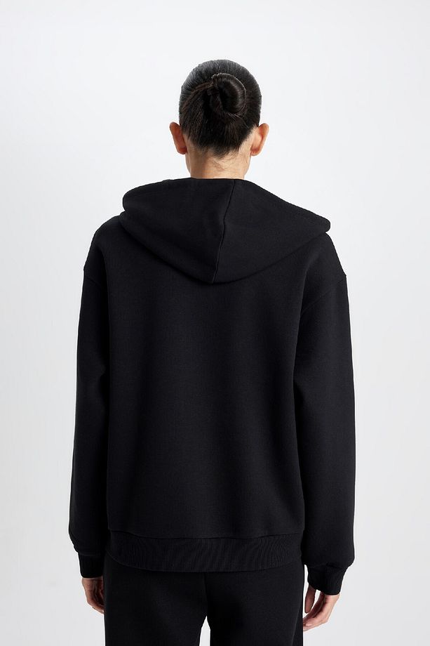 Relax Fit Kapüşonlu Cepli Basic Düz Fermuarlı Sweatshirt C1809ax24wn - 6
