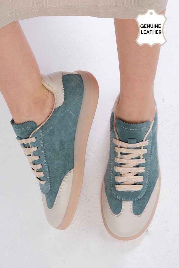 Nikita Genuine Suede Petrol Green Women's Casual Sports Shoes