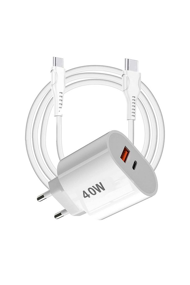 40W USB-A + Type-C 2x Çıkışlı Type-C to Type-C Kablolu Şarj Aleti - 2