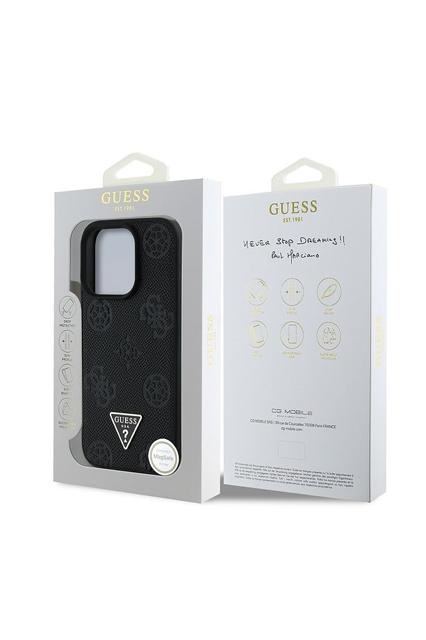 iPhone 15 Pro Max Uyumlu Kılıf Guess Lisanslı Magsafe Özellikli Üçgen Logolu PU Deri Peony Kapak - 5