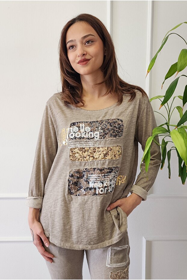 Sequined Imported Blouse - 1