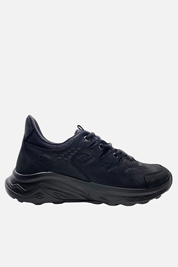 Men's Nubuck Leather Casual Black Shoes M2013Ns