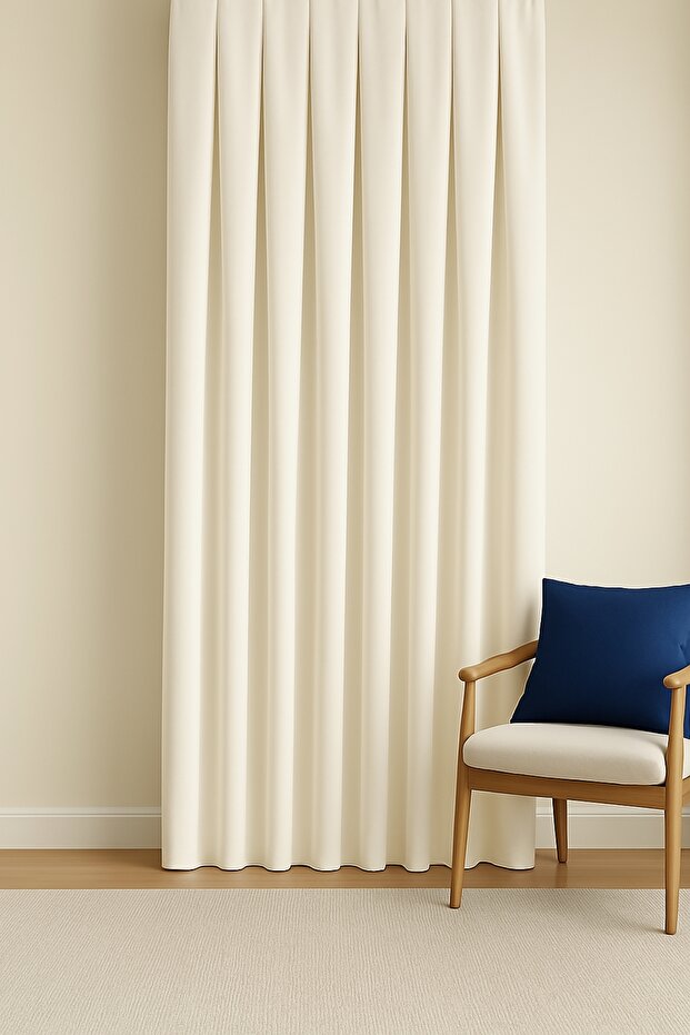 Barcelona Velvet-Textured Drapery Curtain Cream (Unpleated)