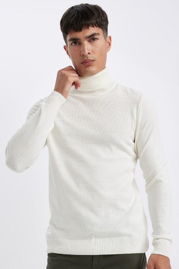 Slim Fit Slim Fit Turtleneck Basic Plain Knitwear Sweater R1124Az24Wn