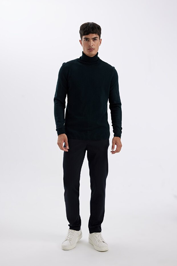 Slim Fit Slim Fit Rollkragenpullover Basic Plain Strickpullover R1124az - 2