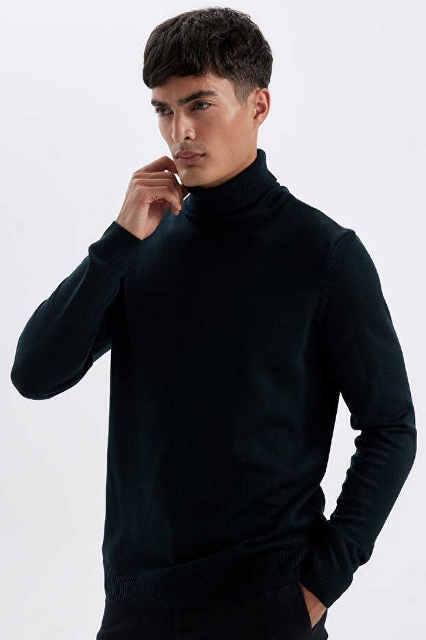 Slim Fit Slim Fit Rollkragenpullover Basic Plain Strickpullover R1124az - 1