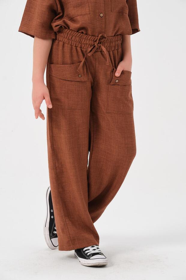 Genç Kız Çocuk Cep Detaylı Pantolon - 3