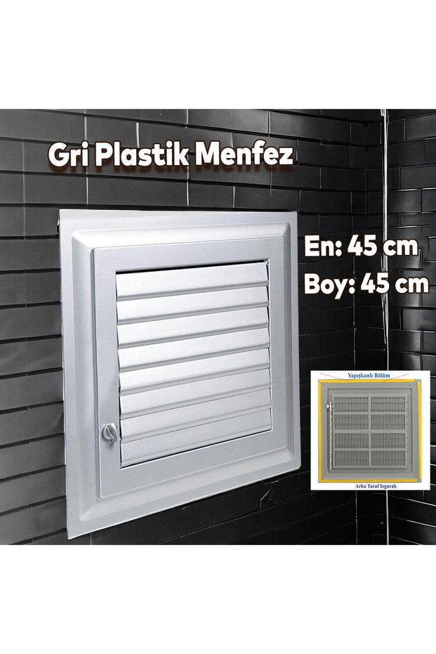 Gray Colored Grille Bathroom Wc Toilet Ventilation Plastic Shutter 45X45 cm
