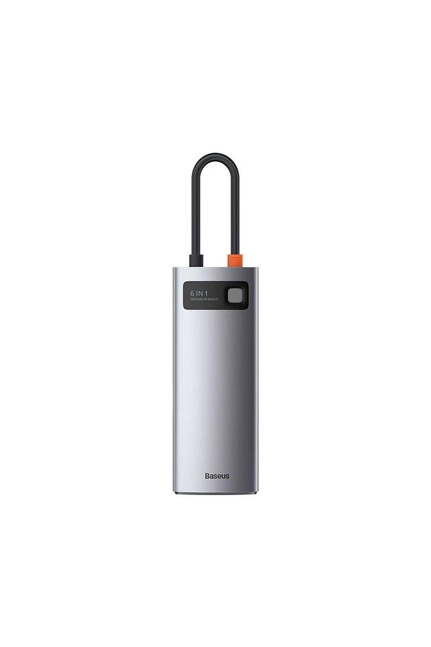 Metal Gleam 6 in 1 Multifonksiyonal Type-C Hub Dock Station - Gri - 2