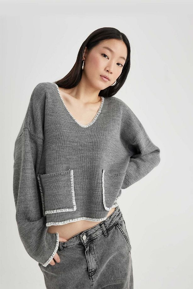 Regular Fit V Yaka Triko Kazak D0050ax24sp - 5