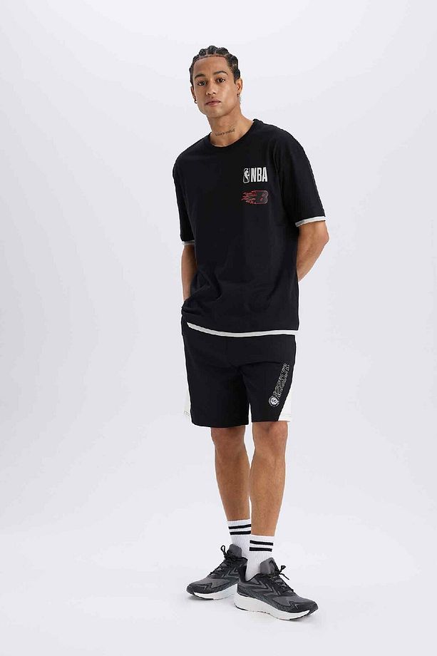 DeFactoFit NBA Brooklyn Nets Beli Bağcıklı Cepli Kısa Paça Şort C9253AX24AU - 2