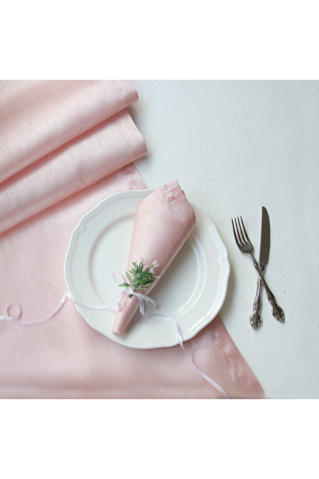 Powder Carefree Ottoman Silk Napkin, 40x40 Cm 4 Pieces
