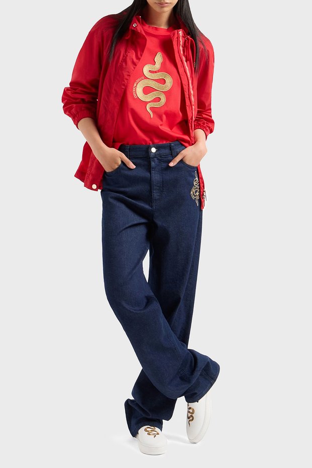 Regular Fit Mid-High Waist Wide Leg Embroidered Jeans Jeans Pants Ew 000736 Af1