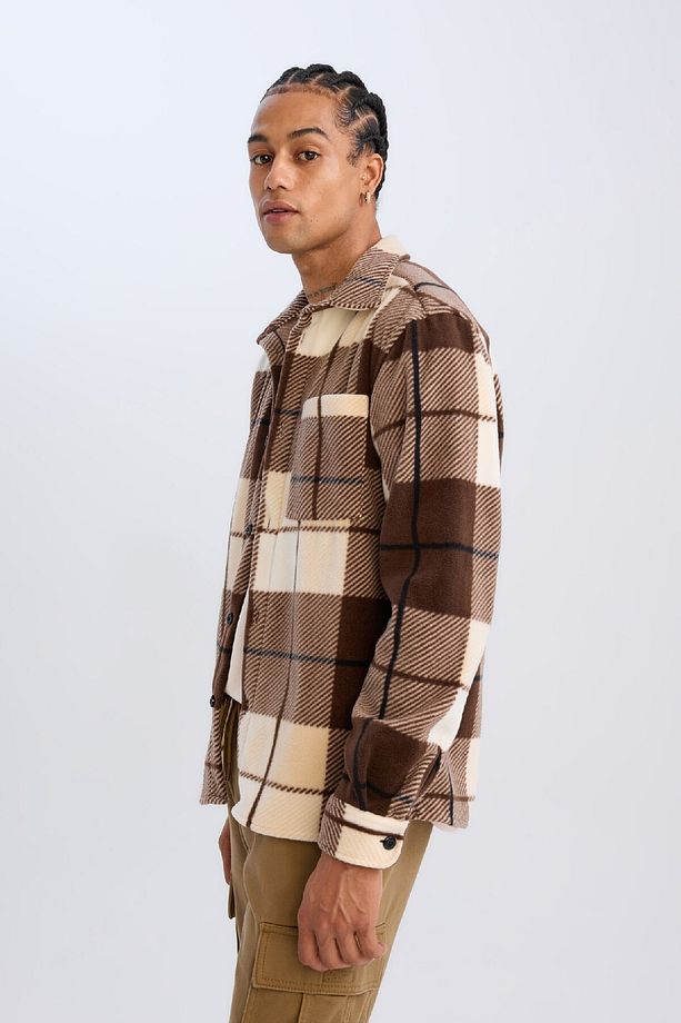 Regular Fit Kareli Polar Uzun Kollu Gömlek V2767AZ24WN - 4