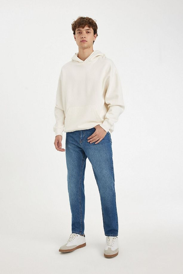Oversize Geniş Kalıp Kapüşonlu Kanguru Cepli Basic Düz Sweatshirt A4331ax24au - 2