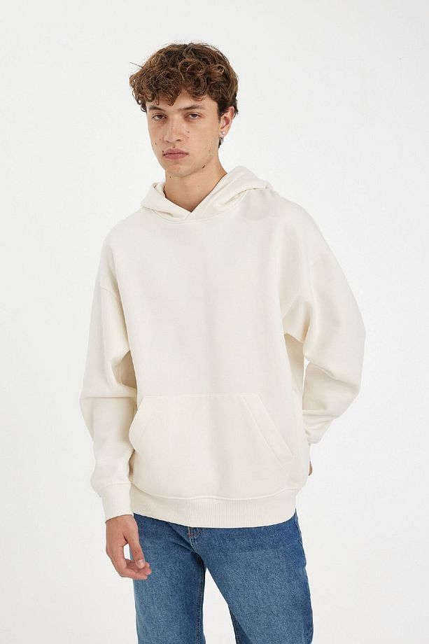 Oversize Geniş Kalıp Kapüşonlu Kanguru Cepli Basic Düz Sweatshirt A4331ax24au - 4