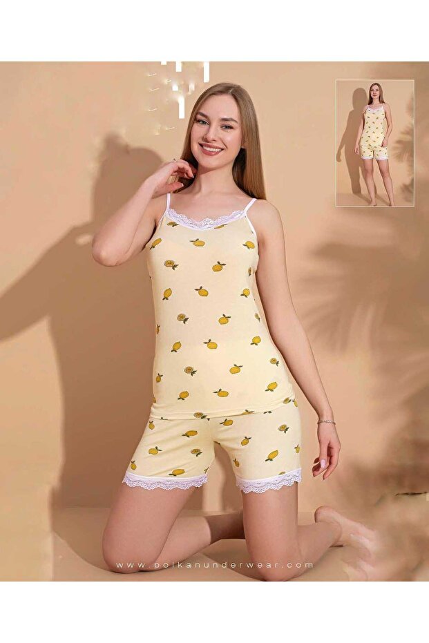 Viscose Shorts Set Lemon Patterned - 1
