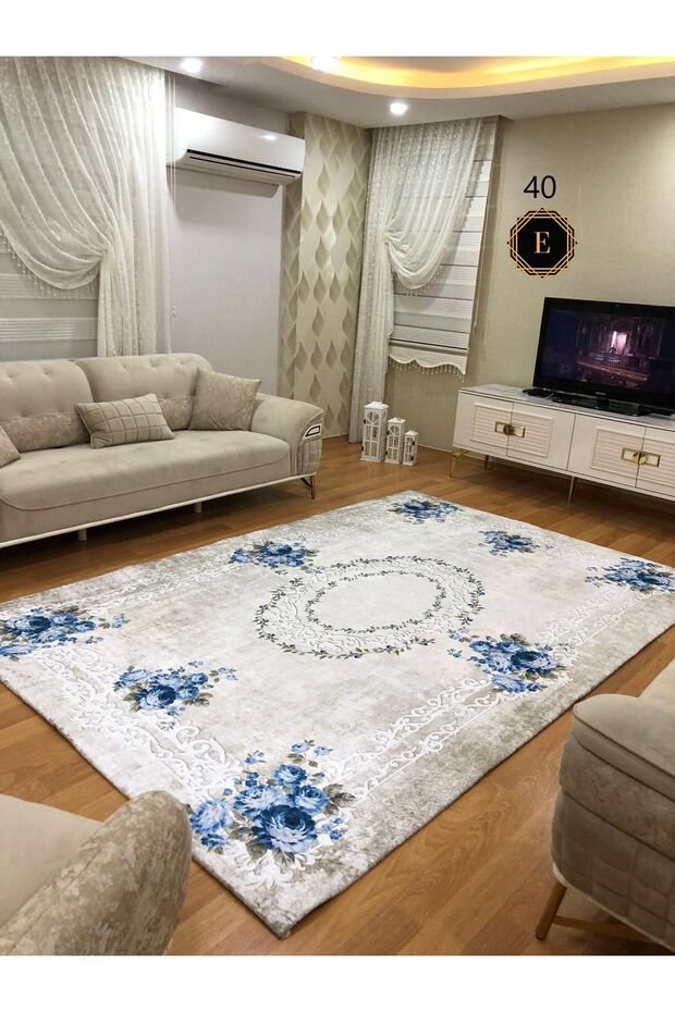 Rug Cover - Non-Spongy, Washable, Velvet Fabric, Elastic Living Room-Kids Room Rug Cover