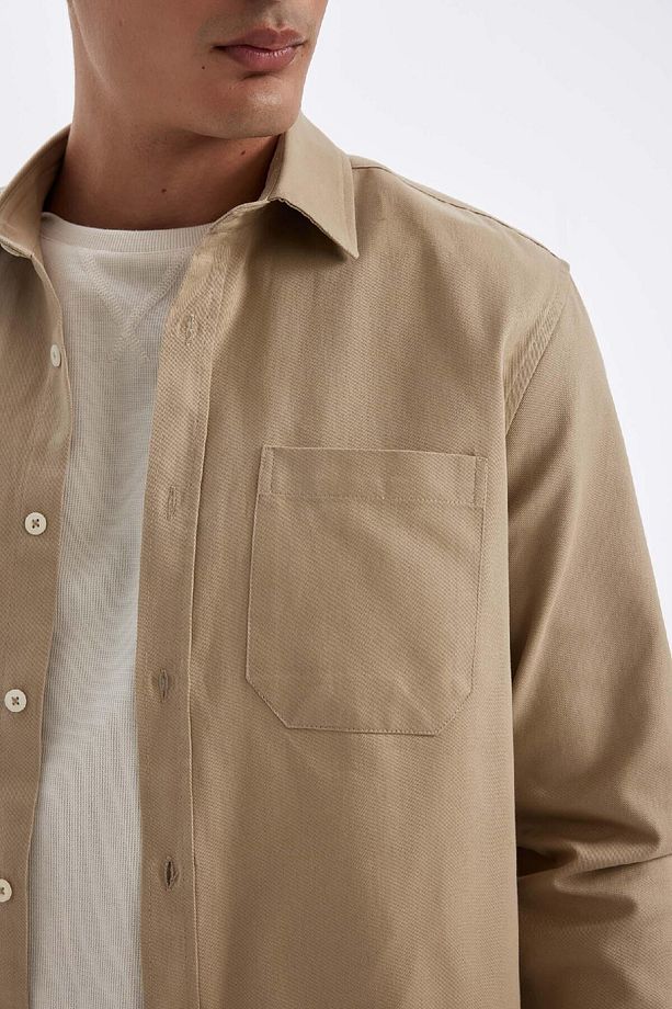 %100 Pamuk Regular Fit Düğmeli Basic Düz Gabardin Uzun Kollu Gömlek A5383ax24au - 8