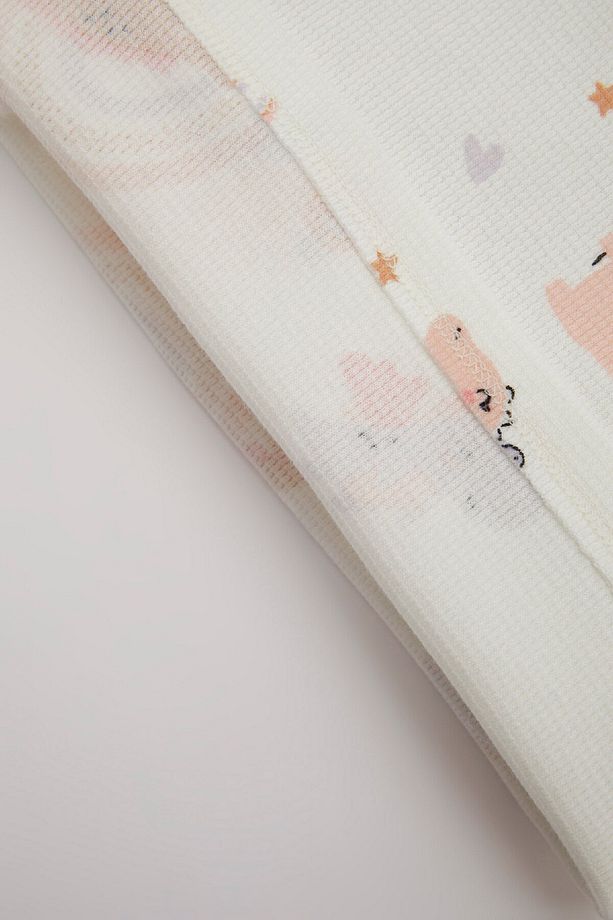 Kız Bebek Pijama Takımı Waffle Dinazor Desenli Kısa Kollu Üst Uzun Alt C3474a524sm - 4