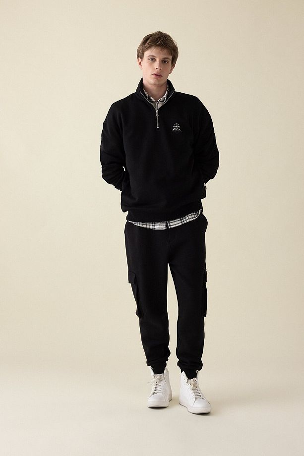 Regular Fit Jogger Eşofman Altı Kargo Cepli Basic Düz Beli Bağcıklı Lastikli Paça Y5533az24au - 1